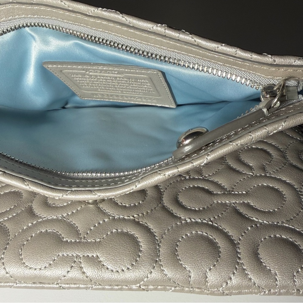 Coach Quilted Fold over Clutch With Silver Chain